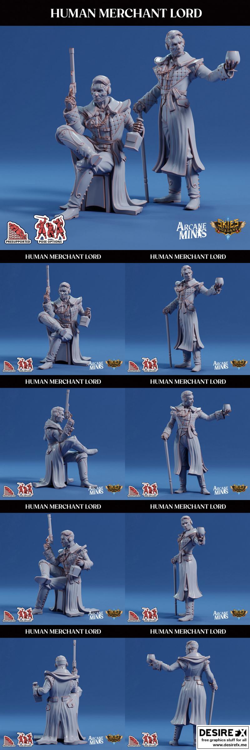 《Arcane迷你模型：人类商人领主3D打印版》|Arcane Minis – Human Merchant Lord – 3D Print Model