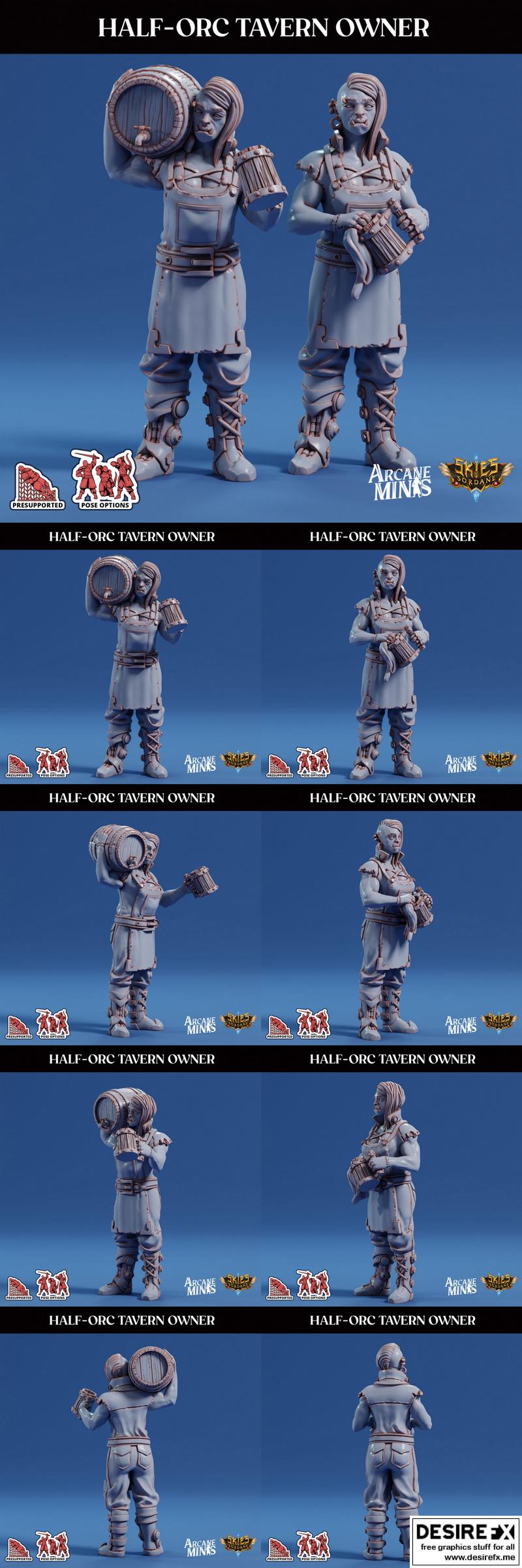 《魔兽世界：半精灵酒馆老板 3D打印模型》|Arcane Minis – Half-Orc Tavern Owner – 3D Print Model