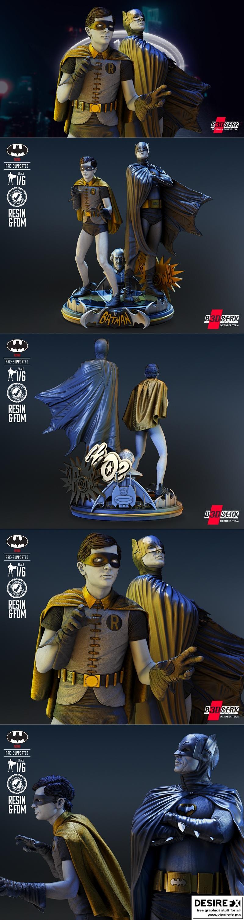 B3DSERK - 迪奥拉玛基座 3D打印模型 蝙蝠侠与罗宾|B3DSERK – Diorama Base Batman and Robin – 3D Print Model STL