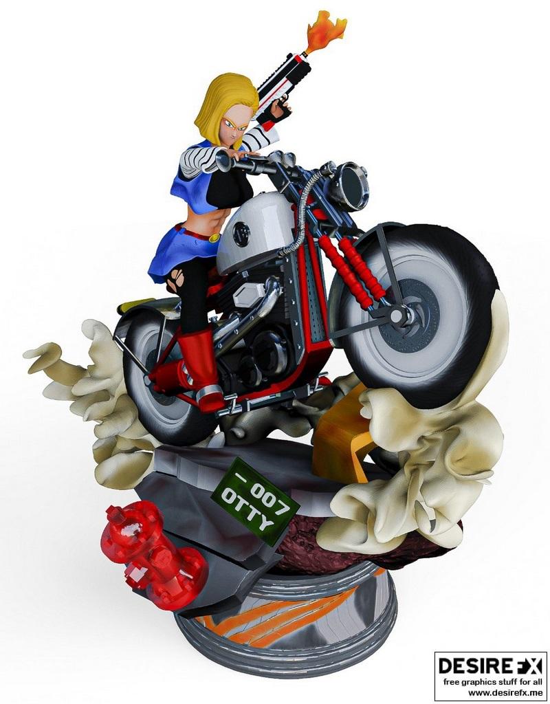 C18 3D打印模型：摩托题材动漫角色造型|C18 on Moto – 3D Print Model