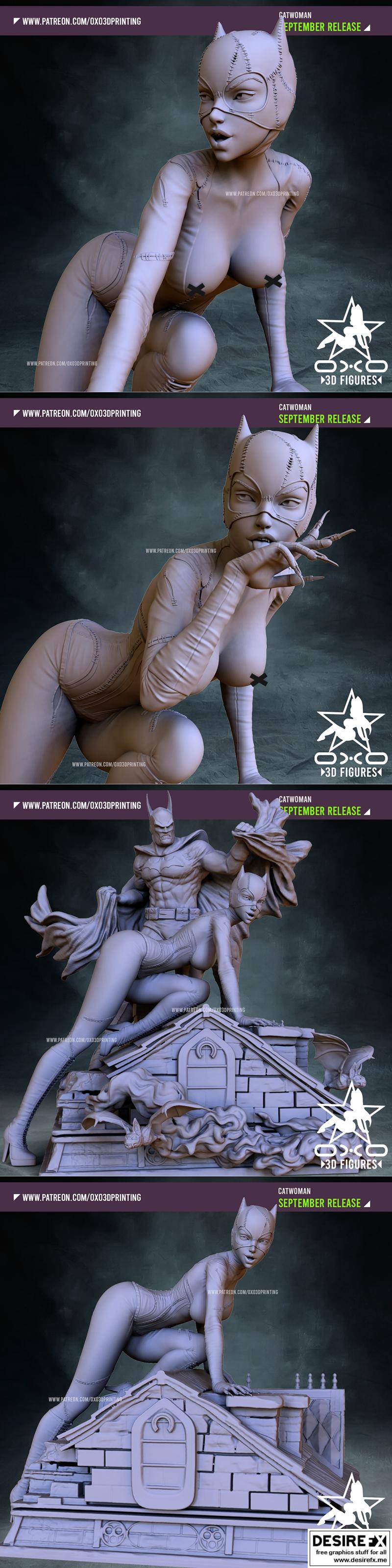 OXO3D - 蝙蝠侠与猫女场景模型 - 3D打印雕塑|OXO3D – Catwoman and Batman Diorama – 3D Print Model STL