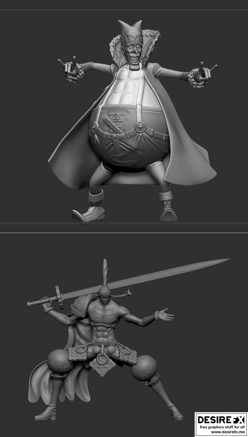 海贼王 - 费莉 - 可乐模型 3D打印版|Onepeice – Foxy and Cracker – 3D Print Model STL