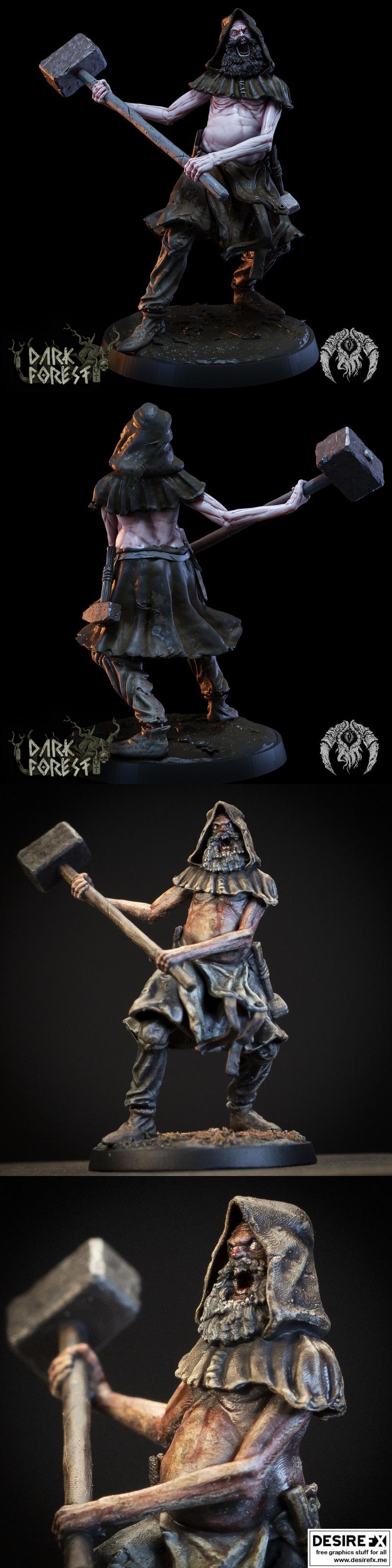 暗林生物迷你模型——老铁匠|Bestiarum Miniatures – The Dark Forest – The Old Blacksmith – 3D Print Model