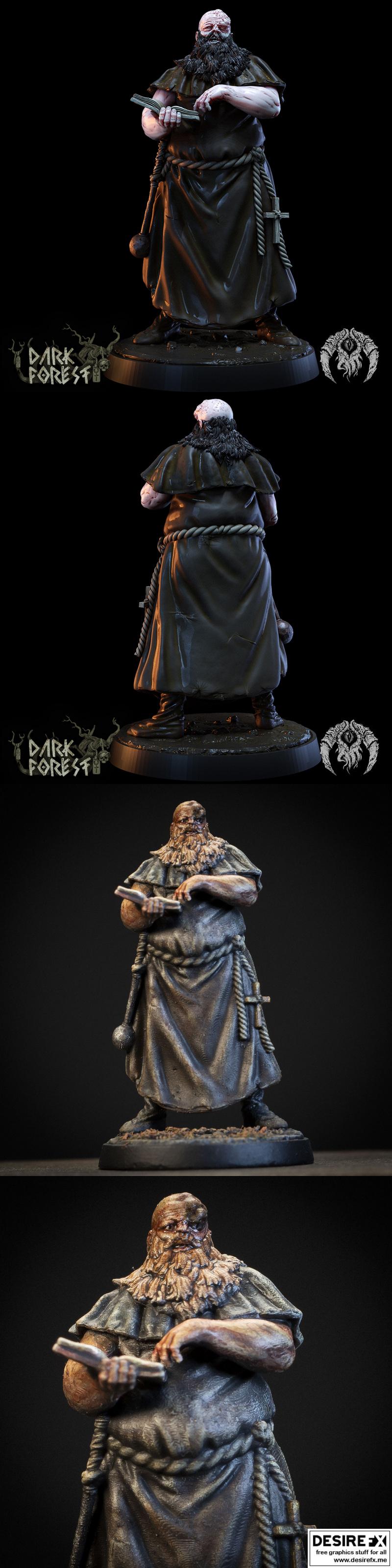 暗林之影：乞讨修士 3D打印模型|Bestiarum Miniatures – The Dark Forest – Mendicant Friar – 3D Print Model