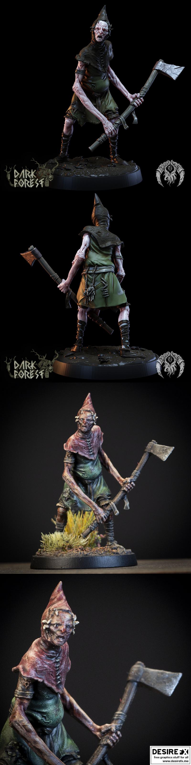 暗林秘境：狂斧木匠 3D打印模型|Bestiarum Miniatures – The Dark Forest – Mad Woodcutter – 3D Print Model