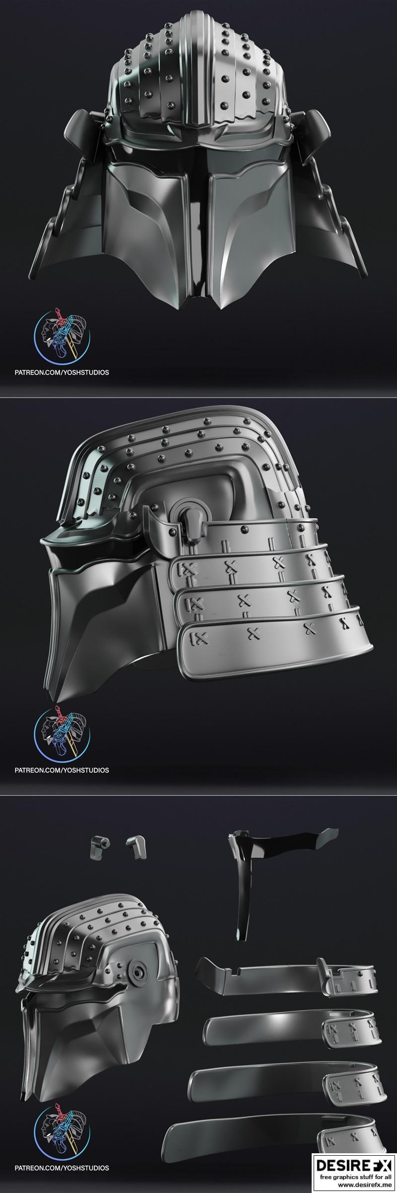 武士曼达洛人头盔 - 3D打印模型|Samurai Mandalorian Helmet – 3D Print Model STL