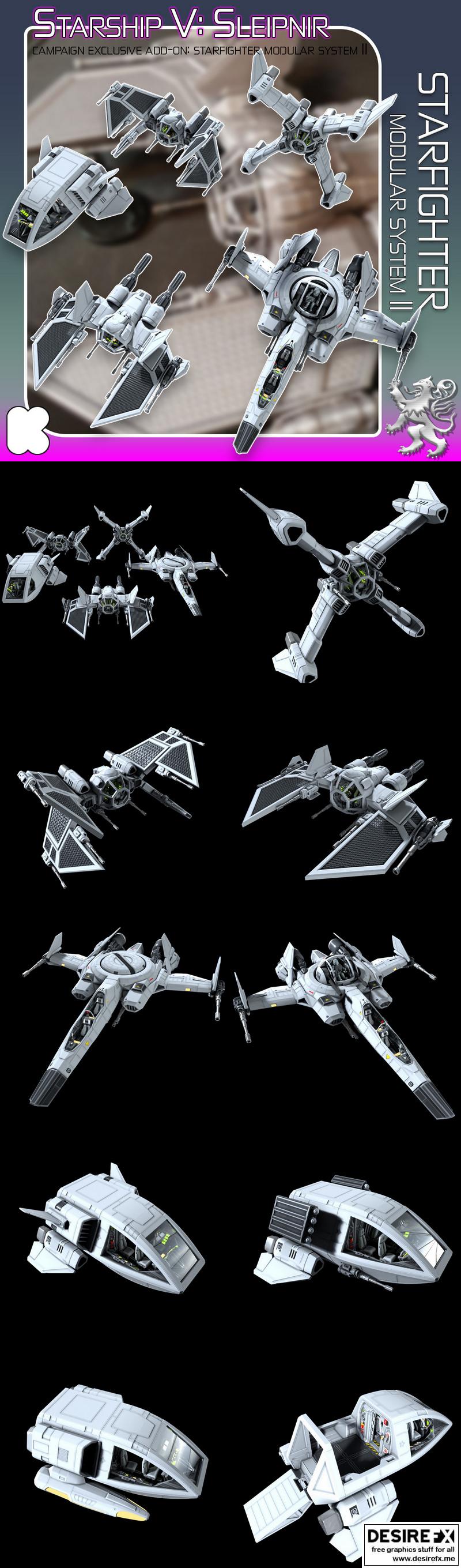 第二王朝·星舰模块系统II 3D打印模型|2nd Dynasty – Starfighter Modular System II – 3D Print Model