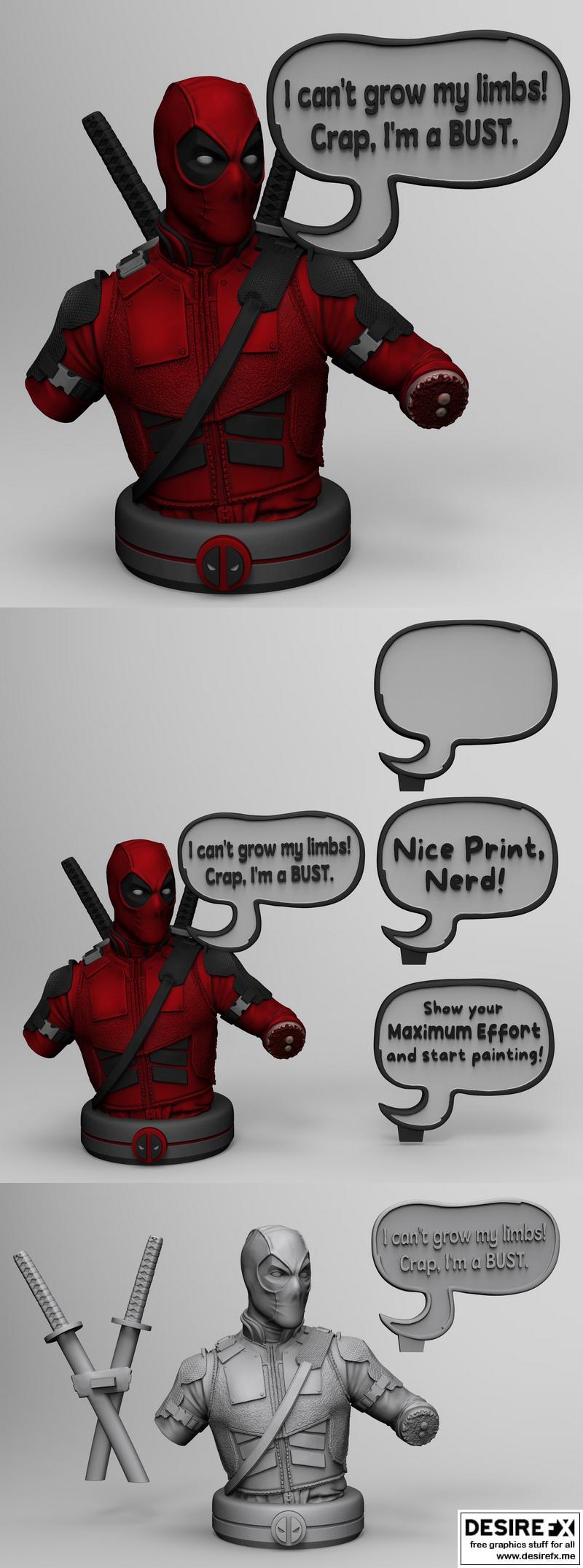 死侍3D打印模型|Deadpool Bust – 3D Print Model