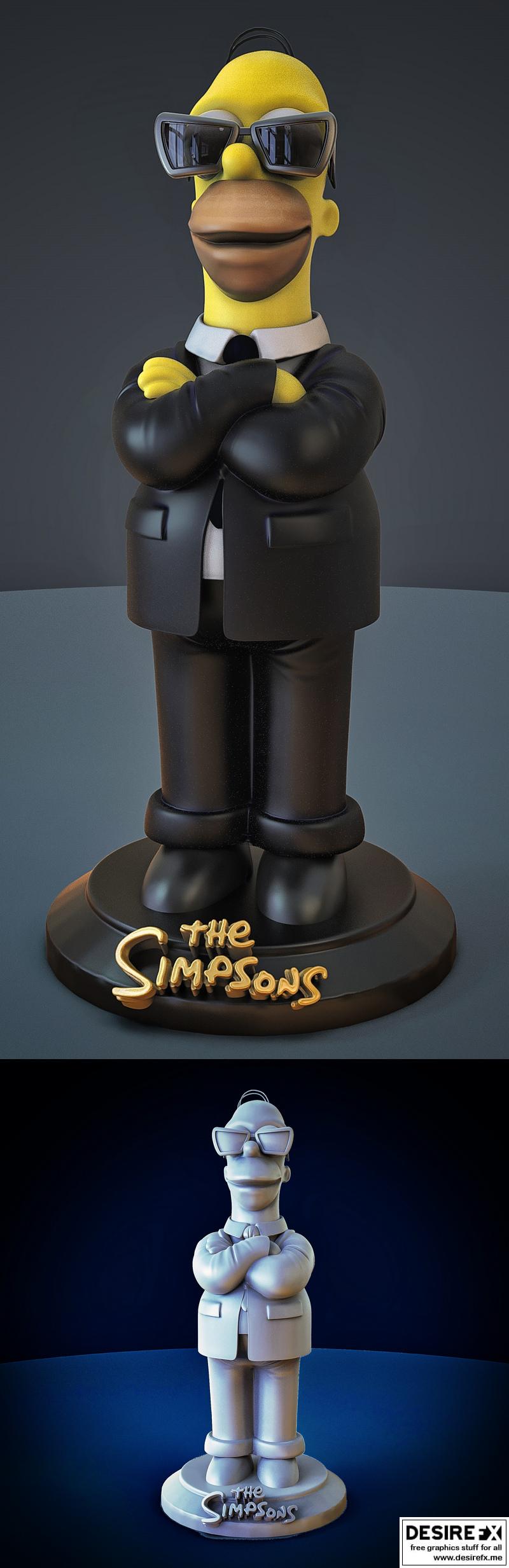 辛普森一家 黑衣人 3D打印模型|Homer Simpson Man in Black – 3D Print Model