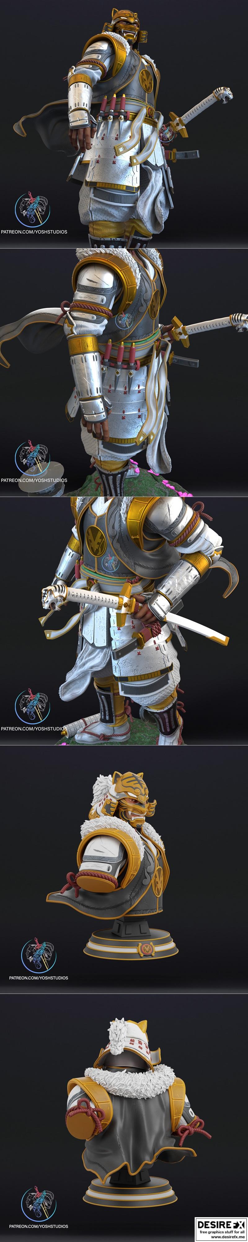 战国白 ranger 立体模型 3D打印雕塑|Sengoku White Ranger Statue and Bust – 3D Print Model STL