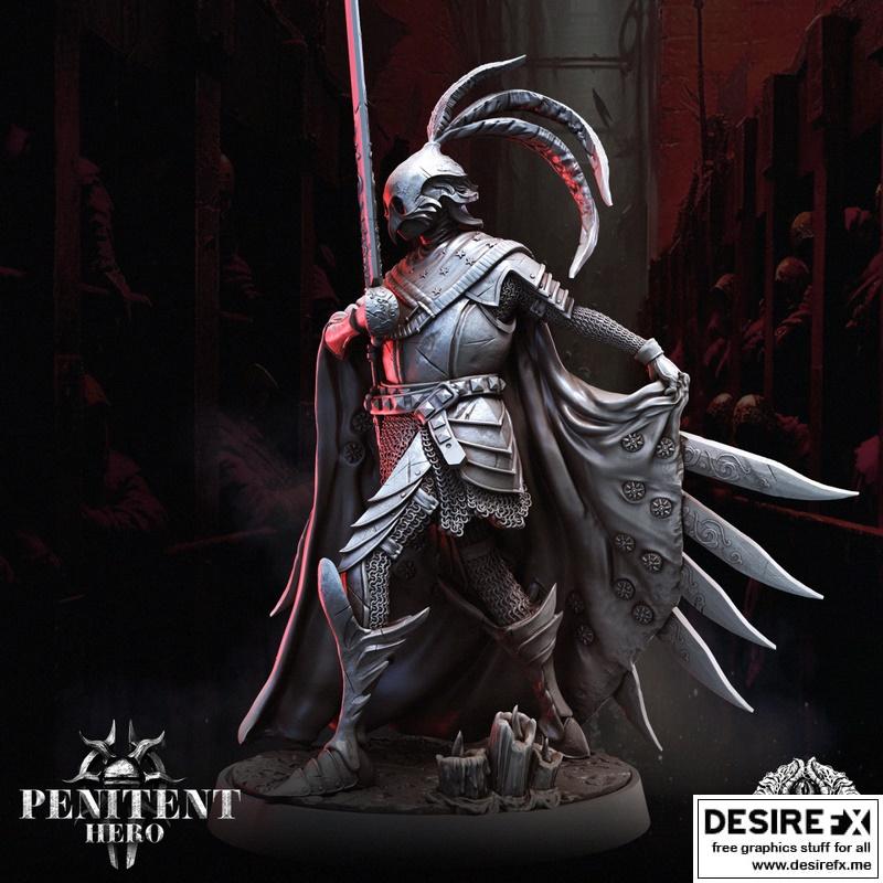 最佳生物 miniature - 忠诚英雄 - 鹰骑士 - 3D打印模型|Bestiarum Miniatures – Penitent Hero – Hawk Knight – 3D Print Model
