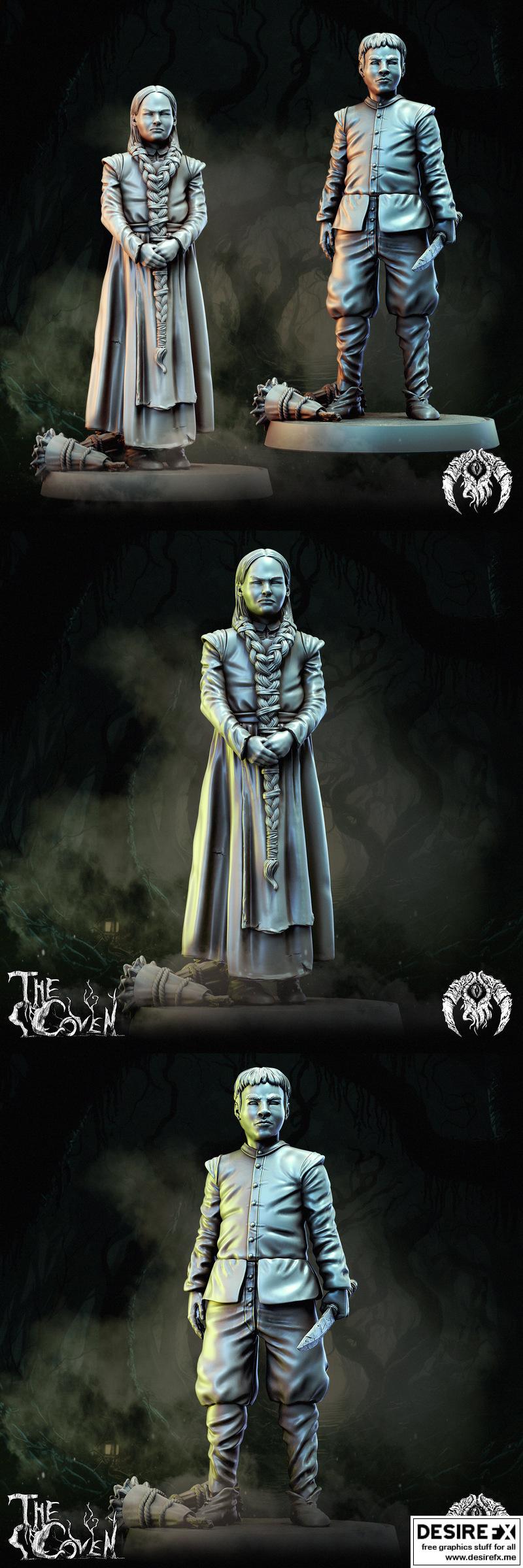 Bestiarum迷你模型：村庄儿童3D打印雕塑|Bestiarum Miniatures – The Coven – Village Children – 3D Print Model