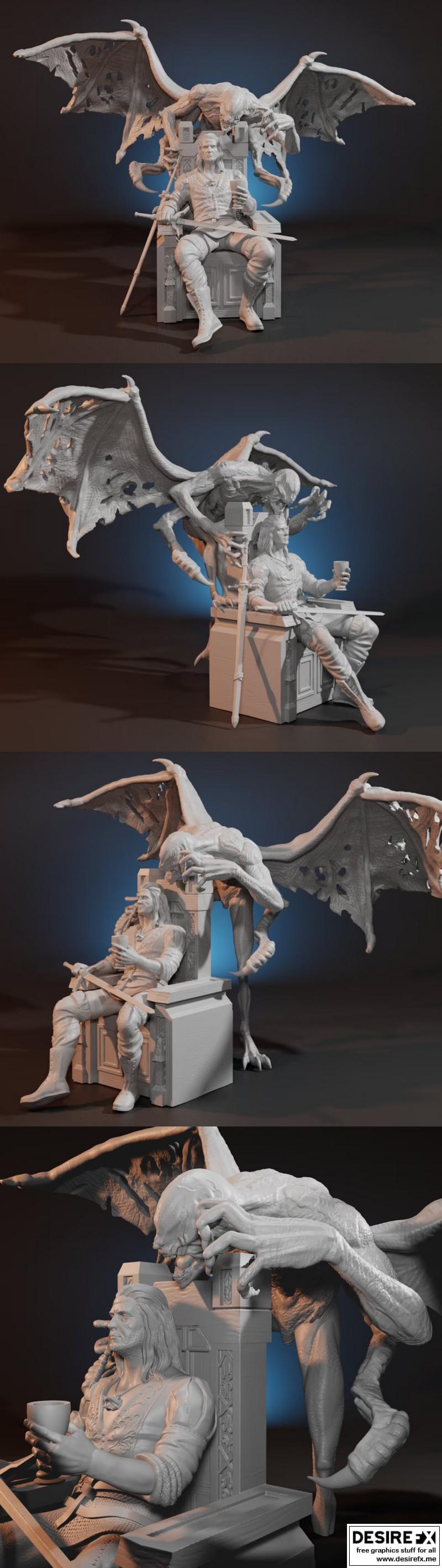 《巫师》3D打印怪物场景模型|The Witcher – Monster Diorama – 3D Print Model
