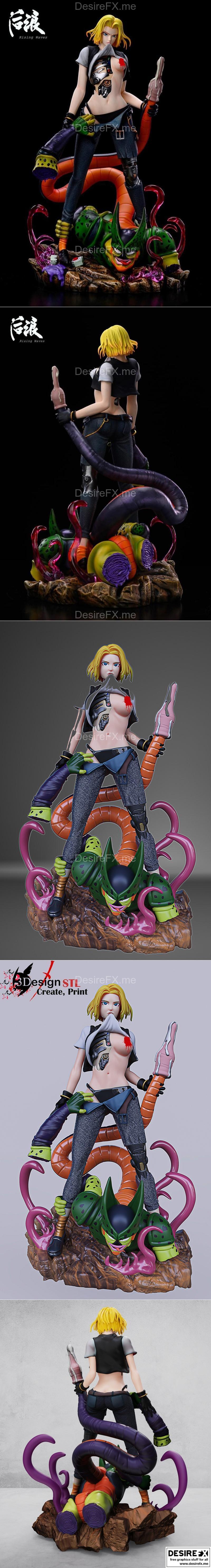 Android 18 vs Cell 3D打印模型|Android 18 vs Cell – 3D Print Model STL