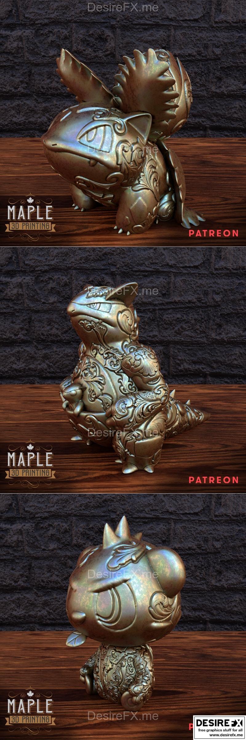 宝可梦3D打印模型：皮卡丘与杰尼龟与伊克斯aur|Pancham and Kangaskhan and Ivysaur – 3D Print Model STL