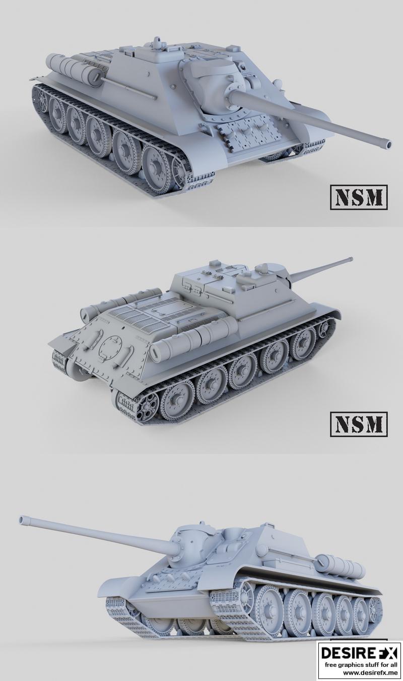 SU-85突击炮 3D打印模型|SU-85 Soviet Assault Gun – 3D Print Model
