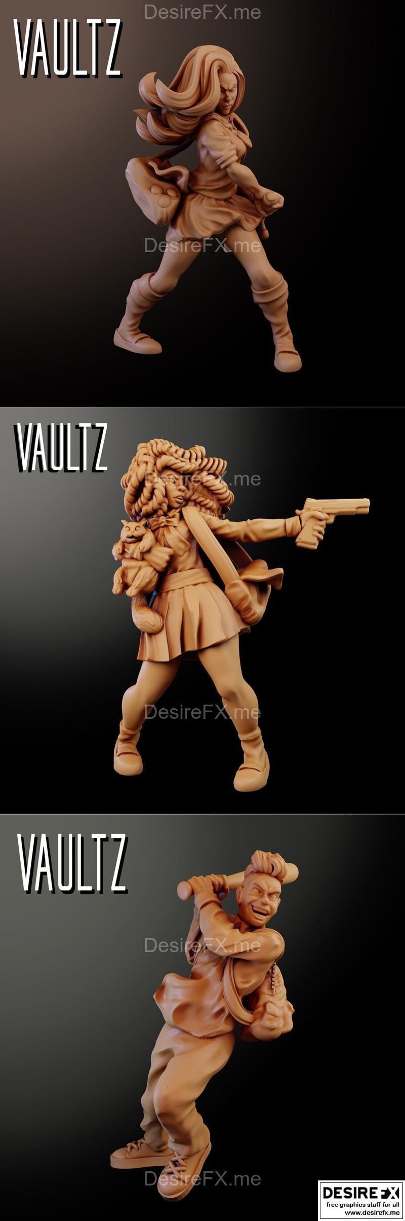 Vaultz迷你模型：艾玛与蒂芙尼和扎克 3D打印雕塑|Vaultz Miniatures – Emma and Tiffany and Zack – 3D Print Model STL