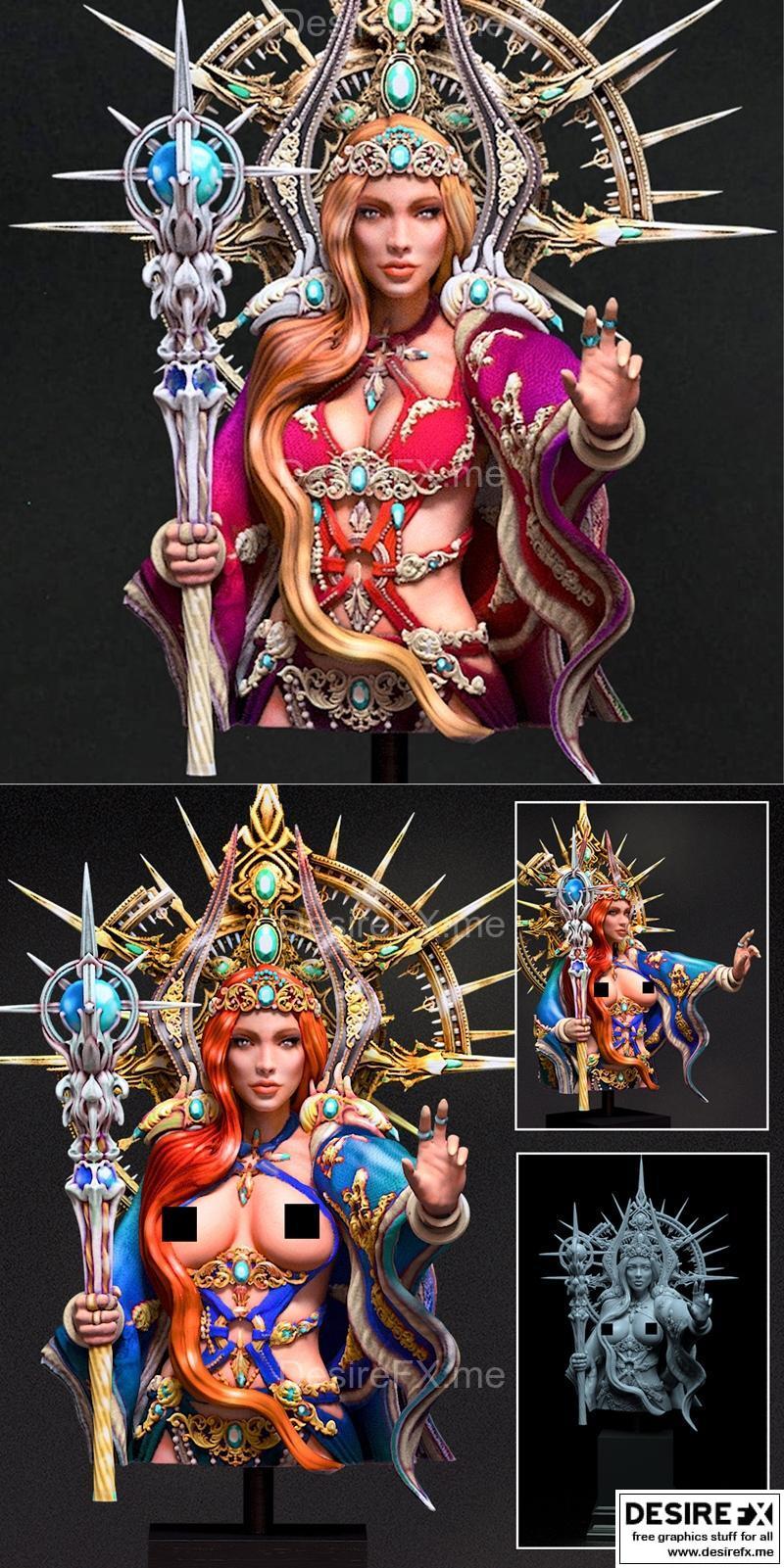 Printomancer 术士塑像 3D打印模型|Printomancer – Cleric Bust – 3D Print Model STL