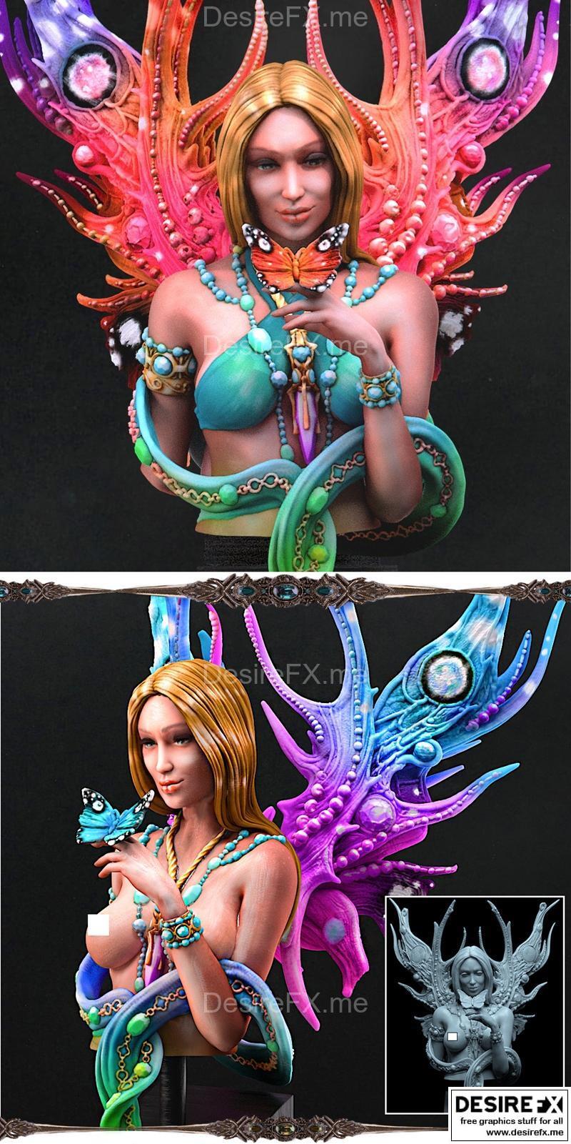Printomancer系列——Athalia人像3D打印模型|Printomancer – Athalia Bust – 3D Print Model STL
