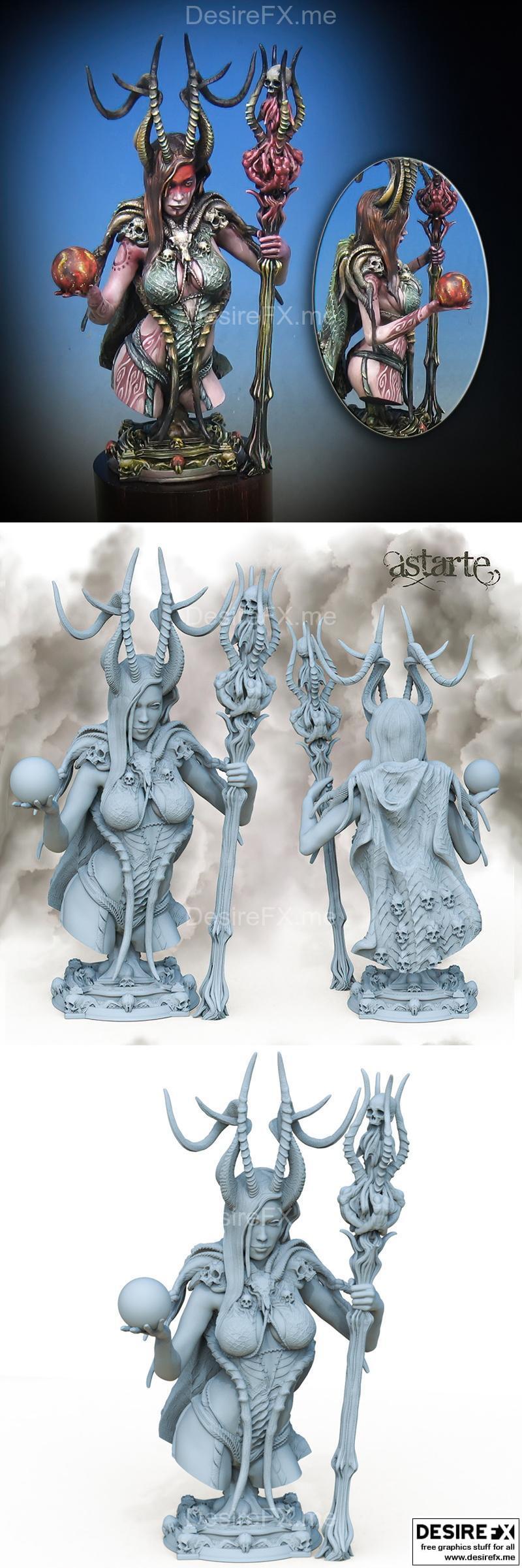 Printomancer 亚斯塔特雕像 3D打印模型|Printomancer – Astarte Bust – 3D Print Model STL