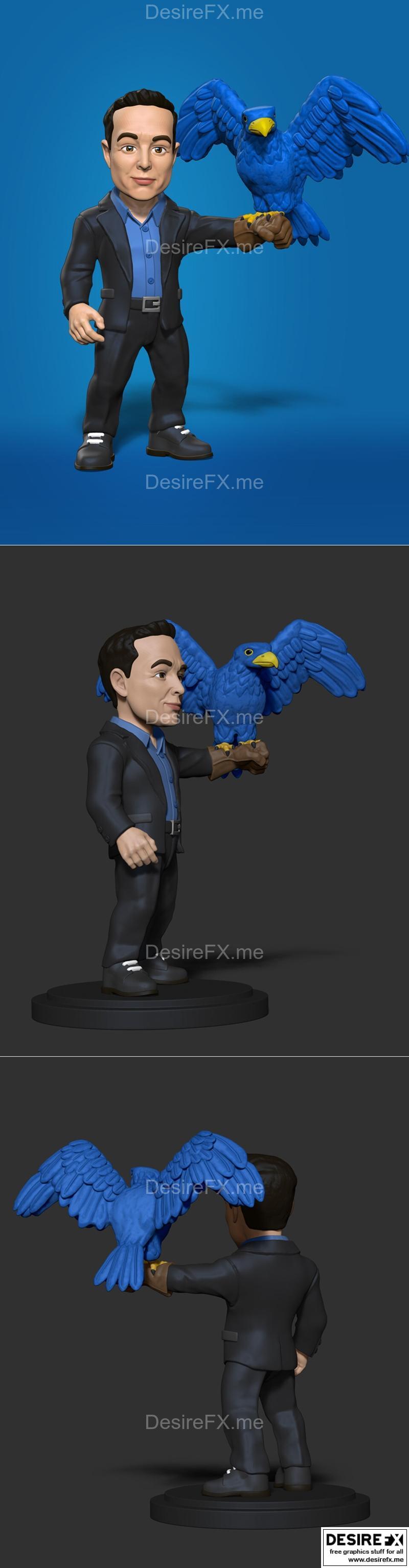 马斯克免费Twitter 3D打印模型STL|Elon Musk – free Twitter – 3D Print Model STL