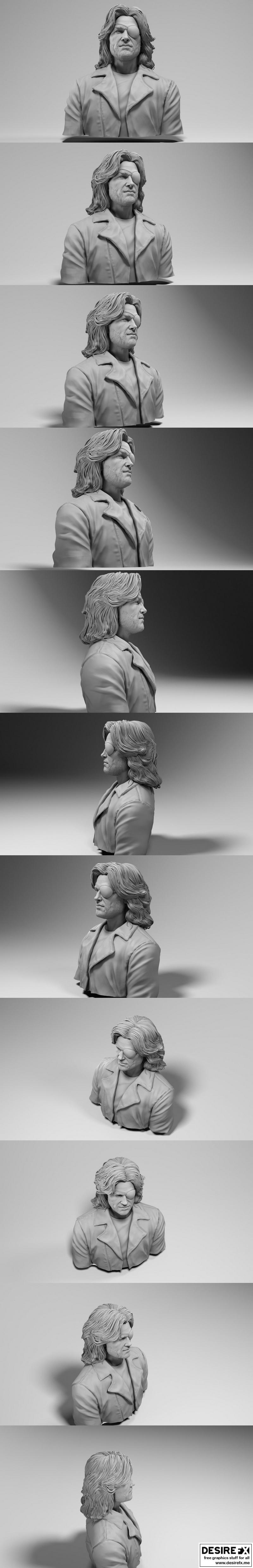 库尔特·拉塞尔《逃出纽约》蛇皮肯 3D打印模型|Kurt Russell – Snake Plissken – Escape from New York – 3D Print Model