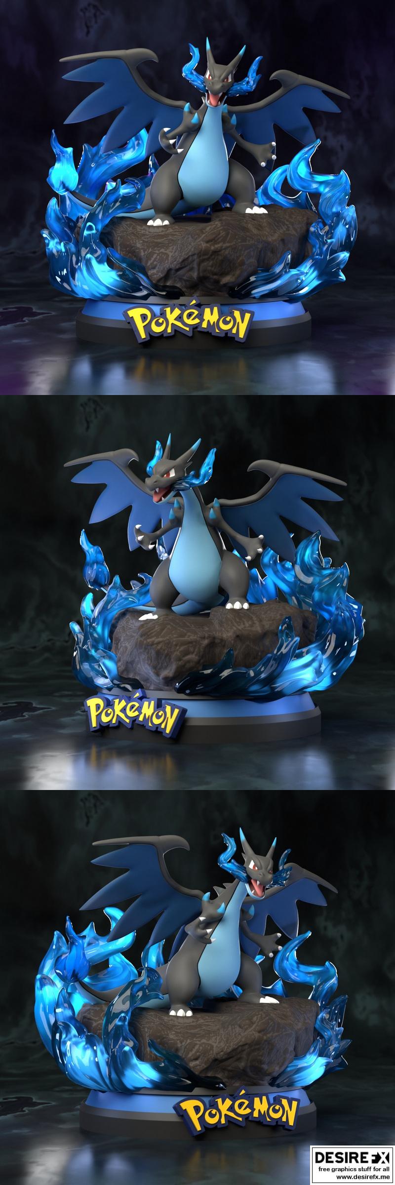 宝可梦 闪焰周侠 3D打印模型|Pokemon Mega Charizard X Figure – 3D Print Model