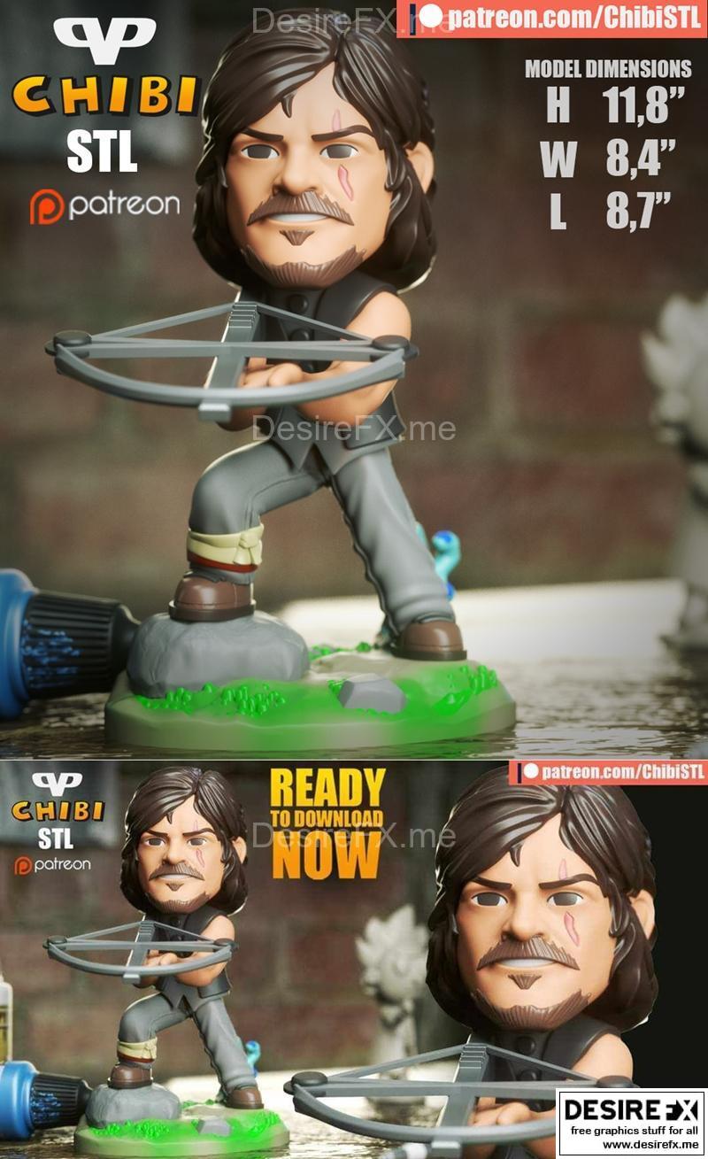 行尸终结者Daryl萌系3D打印模型|Daryl Chibi Walking Dead – 3D Print Model STL