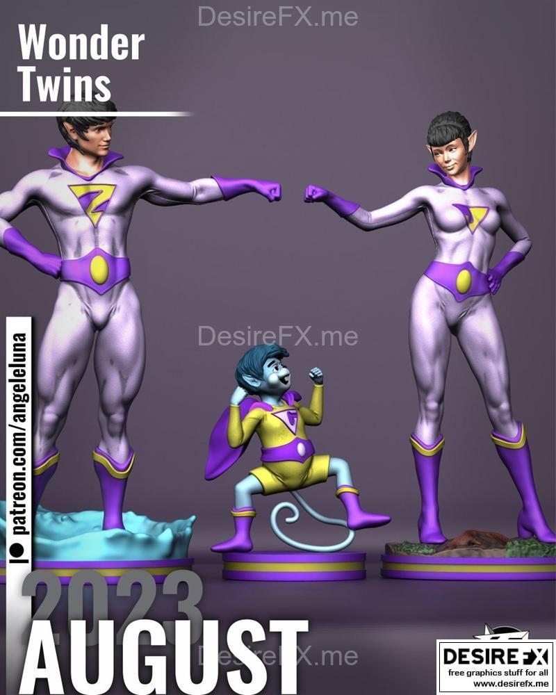 天使与月亮——Wonder Twins 3D打印模型|Angel e luna – Wonder Twins – 3D Print Model STL