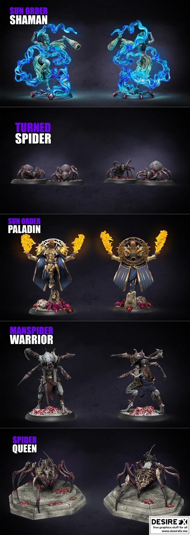 蜘蛛女王巢穴套装 3D打印模型|Necropunks Miniatures – Spider Queen Lair Bundle 7 – 3D Print Model STL