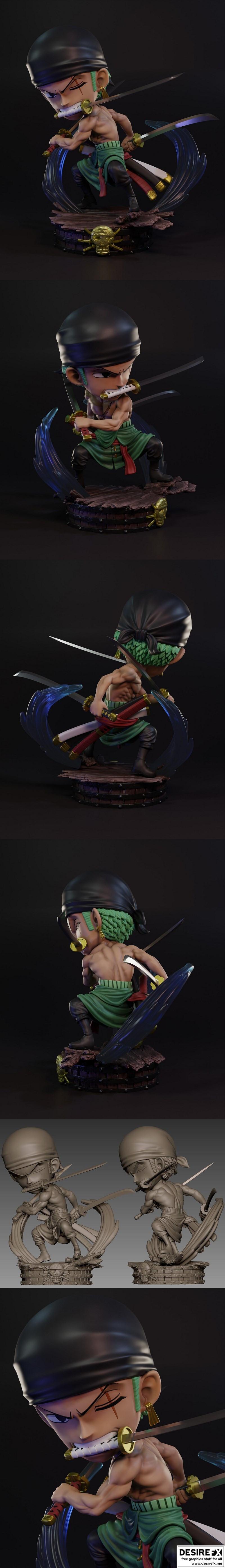 小精悍动漫工作室 - 前传之刃 - 蒙奇·D·路飞 3D打印模型|Chibi Anime Studio – Roronoa Zoro – One Piece – 3D Print Model