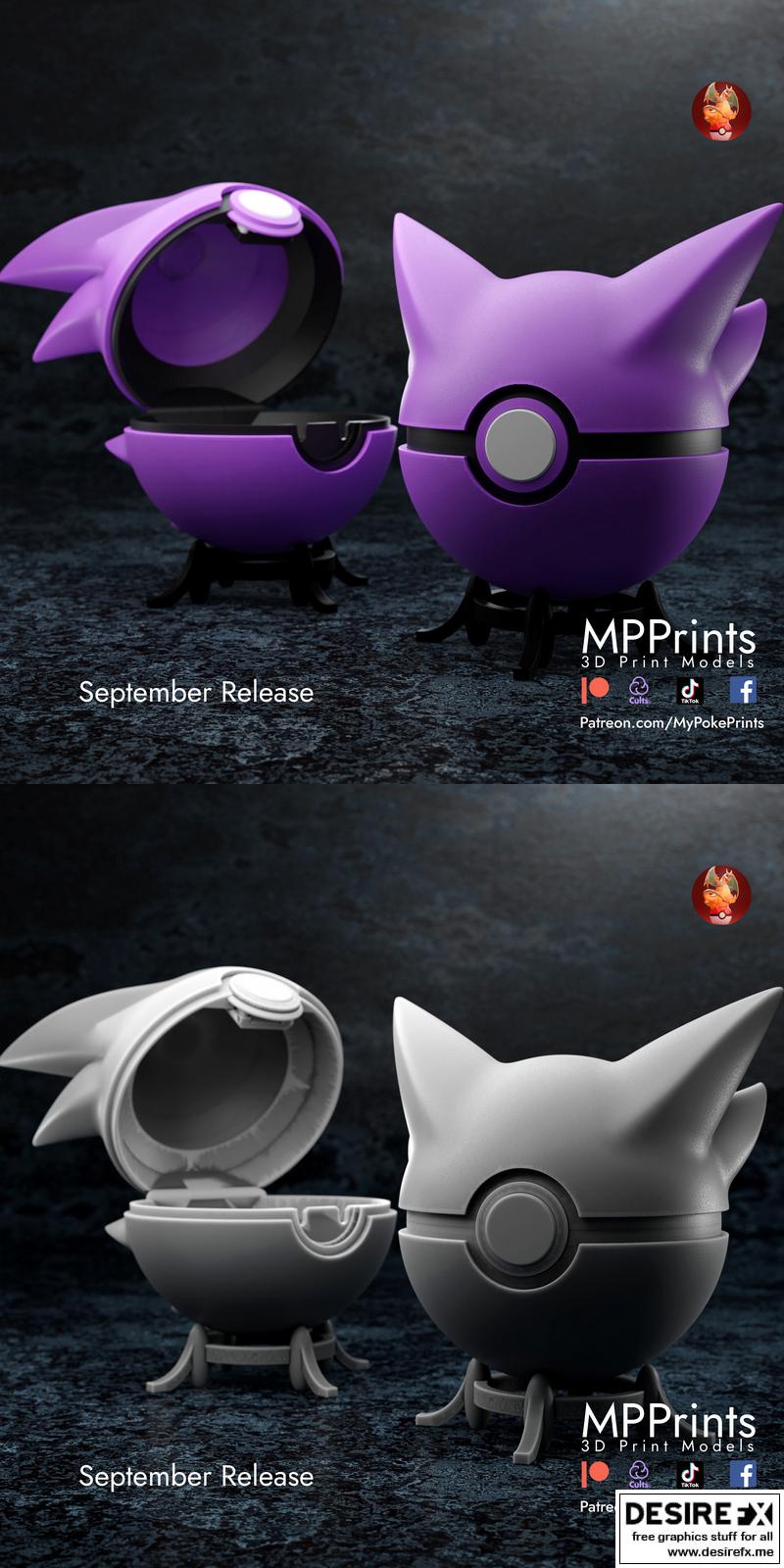 哈特纳宝可梦球 3D打印模型|Haunter Pokeball – 3D Print Model
