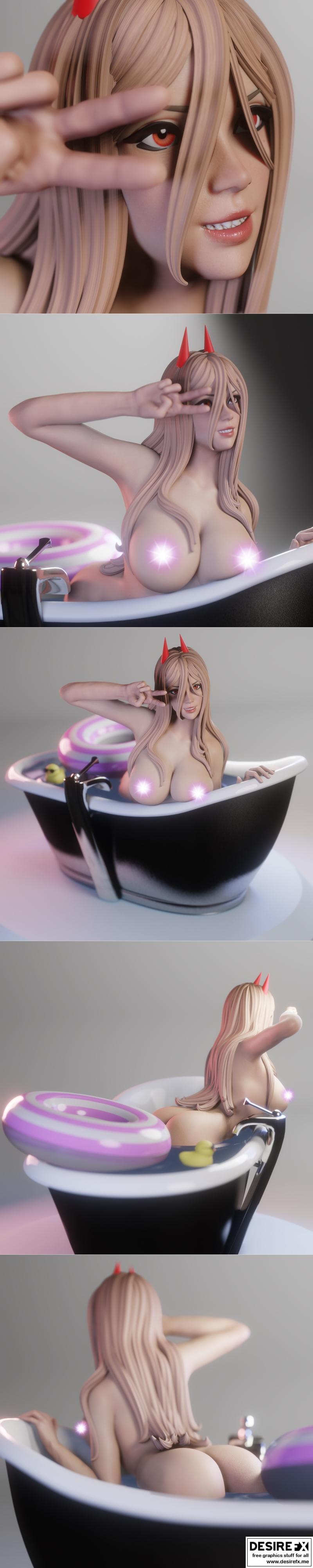 QB作品 - Power（浴缸）- 《 Chainsaw Man 》3D打印模型|QB Works – Power (Bathtub) – Chainsaw Man – 3D Print Model STL