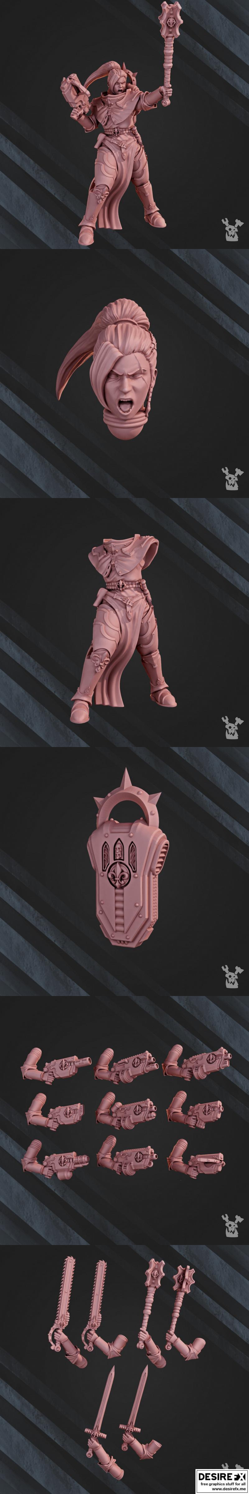 战争姐妹指挥官 3D打印模型|War Sisters Commander – 3D Print Model