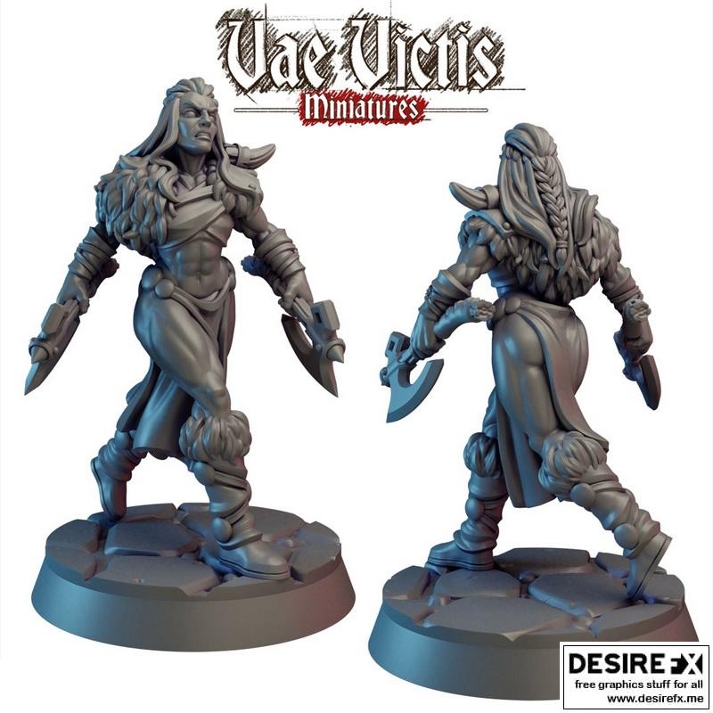 瓦尔维斯——异族女战士 3D打印模型|Vae Victis – Barbarian Woman – 3D Print Model