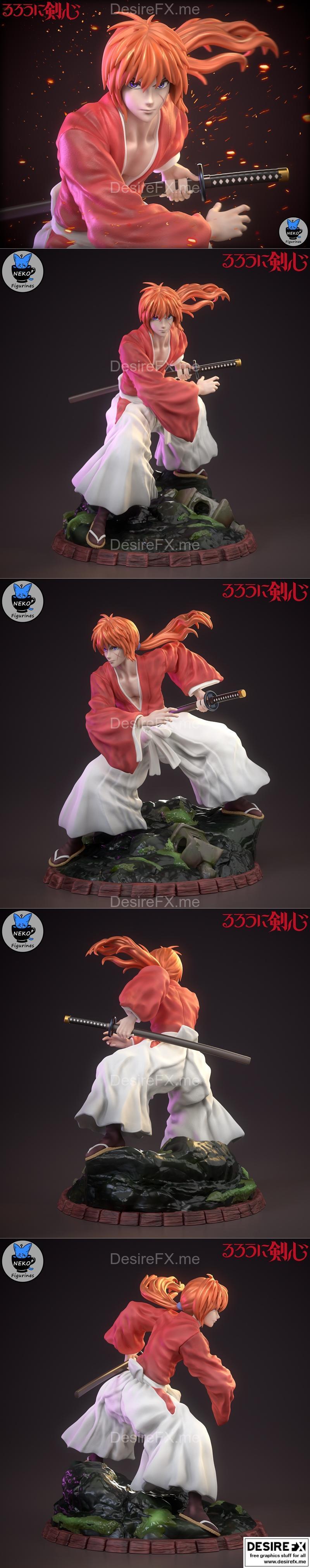 3D打印模型：浪客剑心 江户川柯南（勘太）|Neko Figurines – Himura Kenshin (Rurouni Kenshin) – 3D Print Model STL