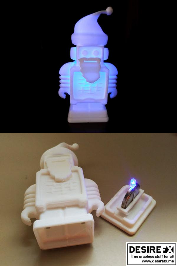 圣诞圣士塔夫3D打印灯模型|Christmas Santa Robot Lamp – 3D Print Model