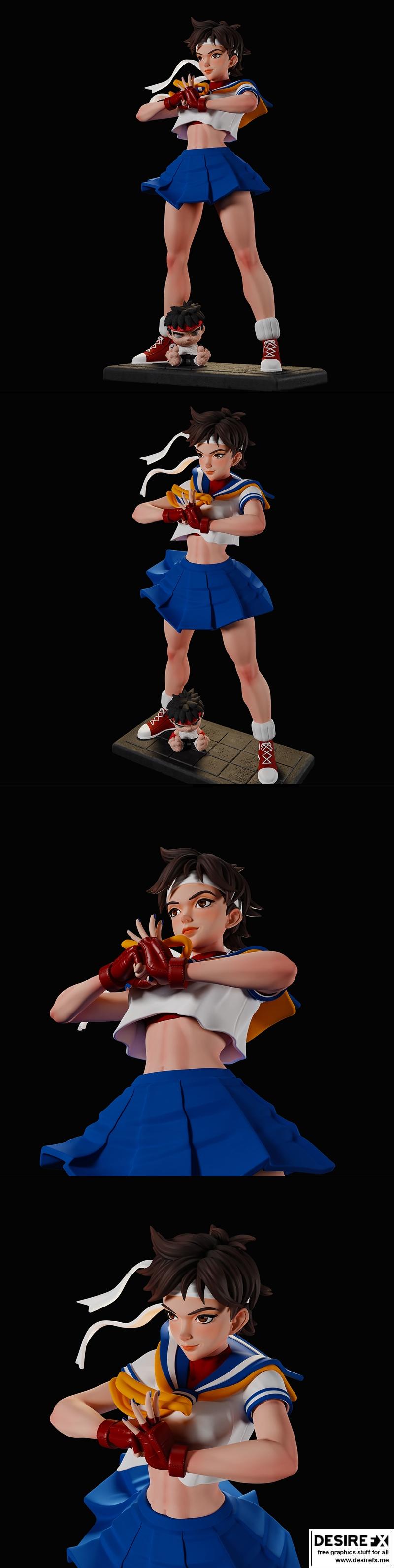 樱花街机战士 3D打印模型|Sakura street fighter – 3D Print Model STL