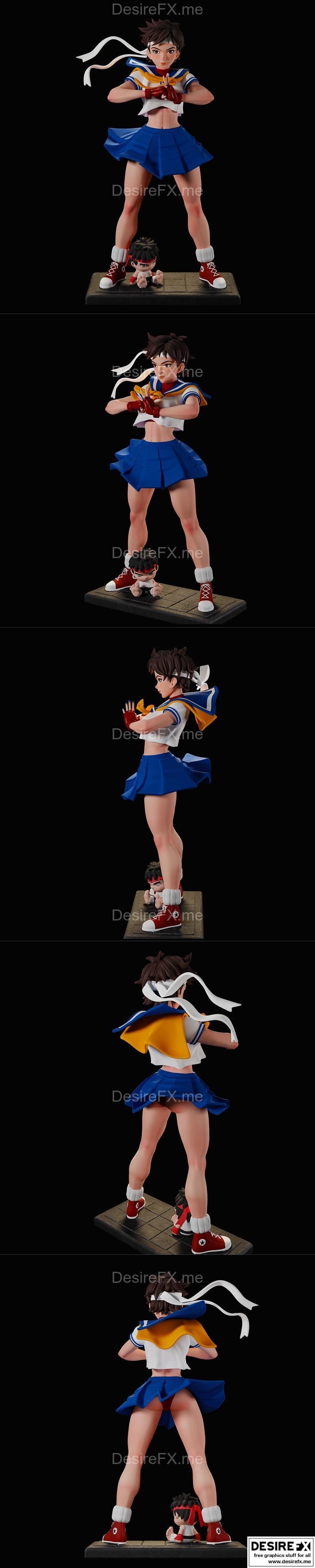 樱花街机战士 3D打印模型|Sakura street fighter – 3D Print Model STL