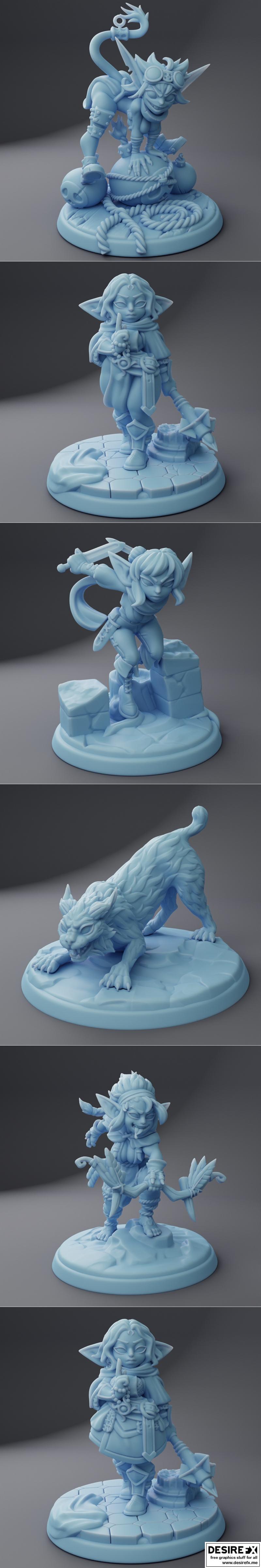 双女神迷你模型—— Goblin月 2023年9月 3D打印STL文件|Twin Goddess Miniatures – Goblin Month 2 September 2023 – 3D Print Model STL