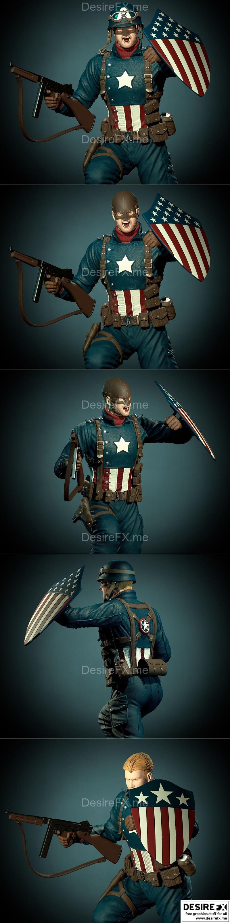 美国队长1945超级士兵3D打印模型|Captain America 1945 Super Soldier Statue – 3D Print Model STL