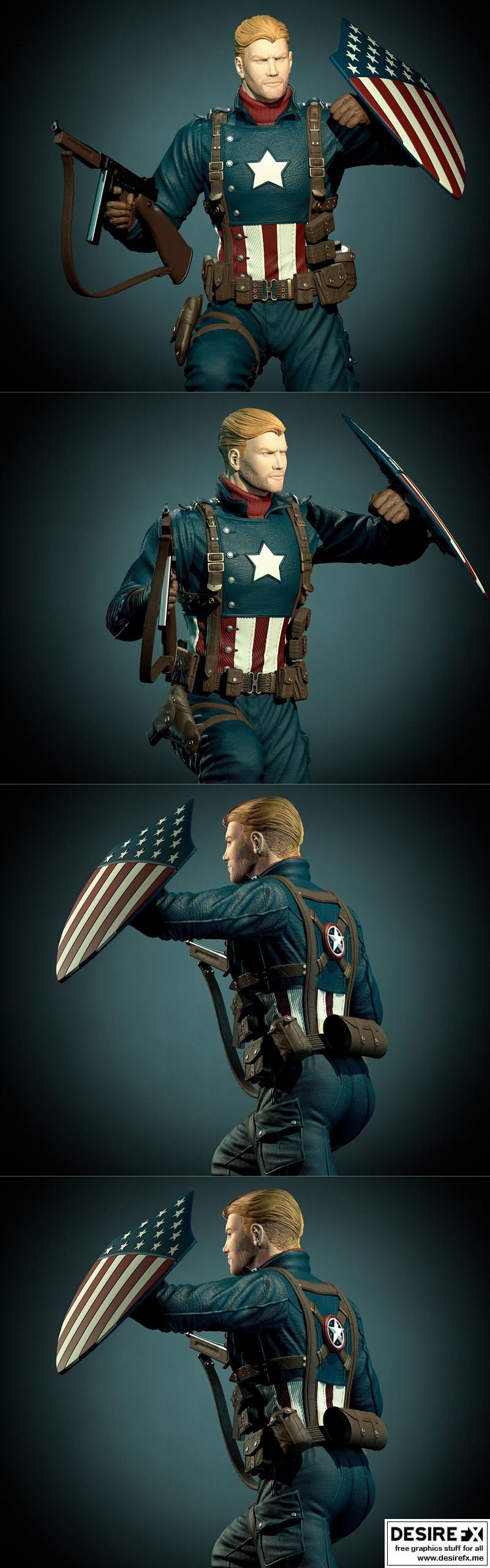美国队长1945超级士兵3D打印模型|Captain America 1945 Super Soldier Statue – 3D Print Model STL