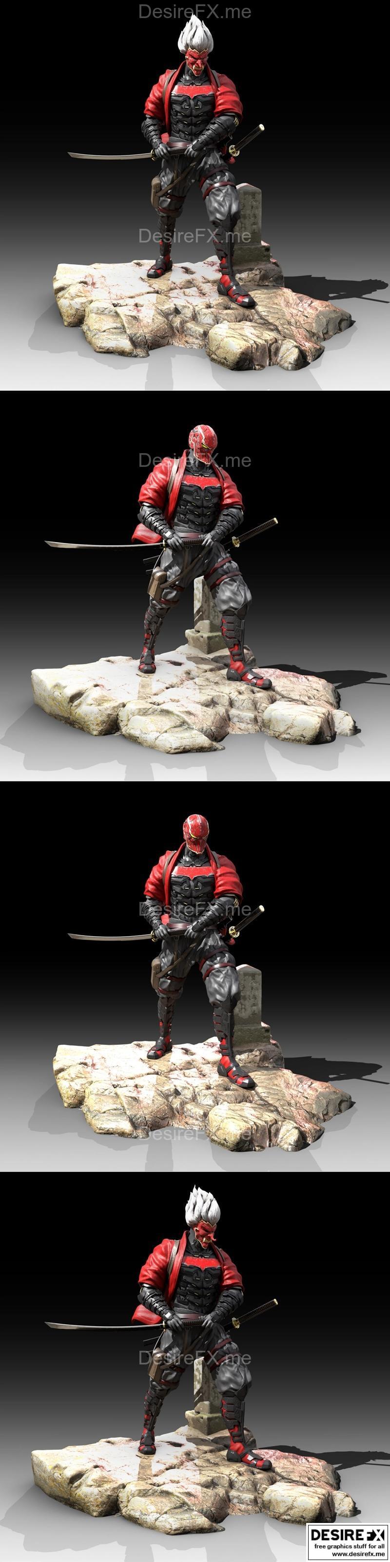 红 hood 武士 3D打印模型|Red Hood Samurai – 3D Print Model STL