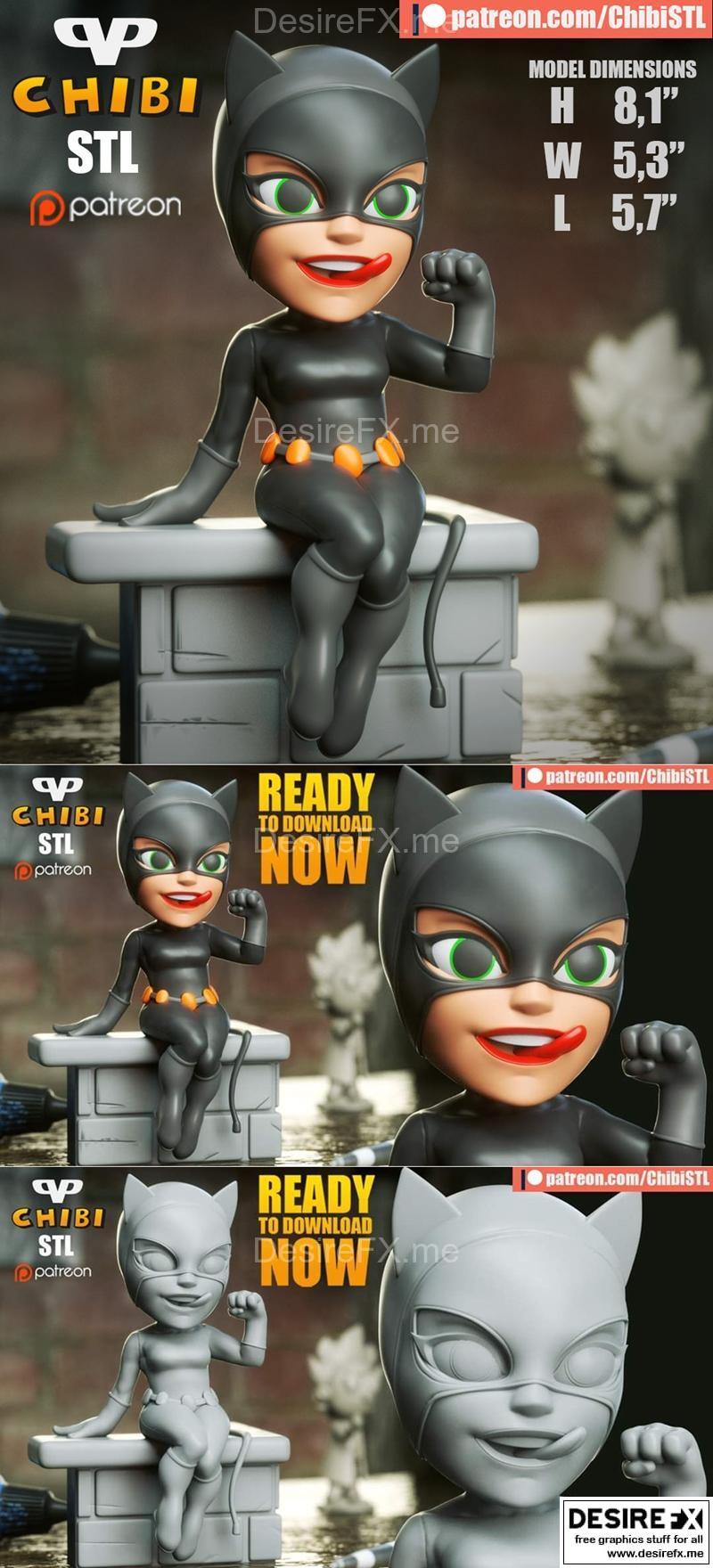 猫女Chibi 3D打印模型|Catwoman Chibi – 3D Print Model STL