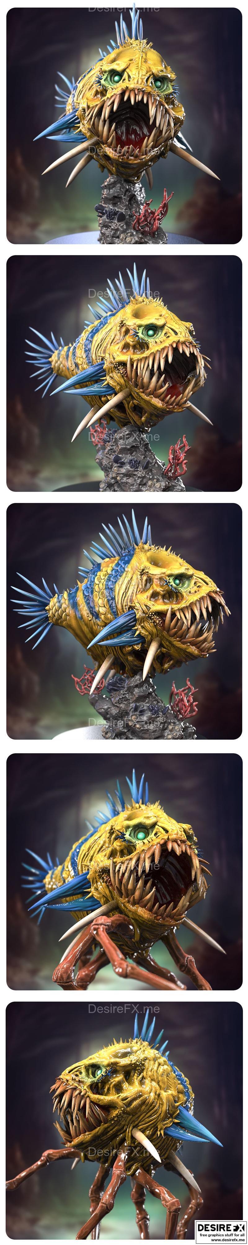 Siryll鱼形生物 3D打印模型|Siryll – Fish Creature – Regular and Mutated – 3D Print Model STL