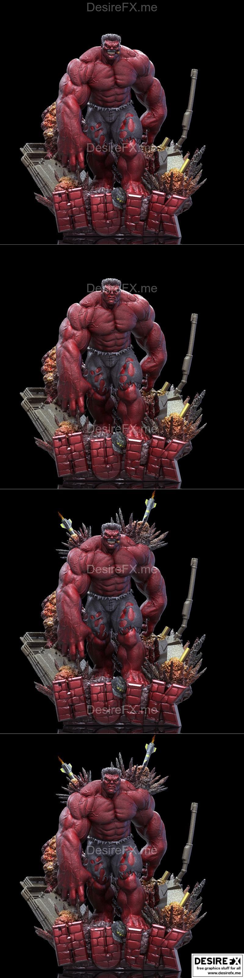 黑 owl 工坊 - 红巨佬 - 3D打印模型|Black Owl Customs – Red Hulk BOC – 3D Print Model STL