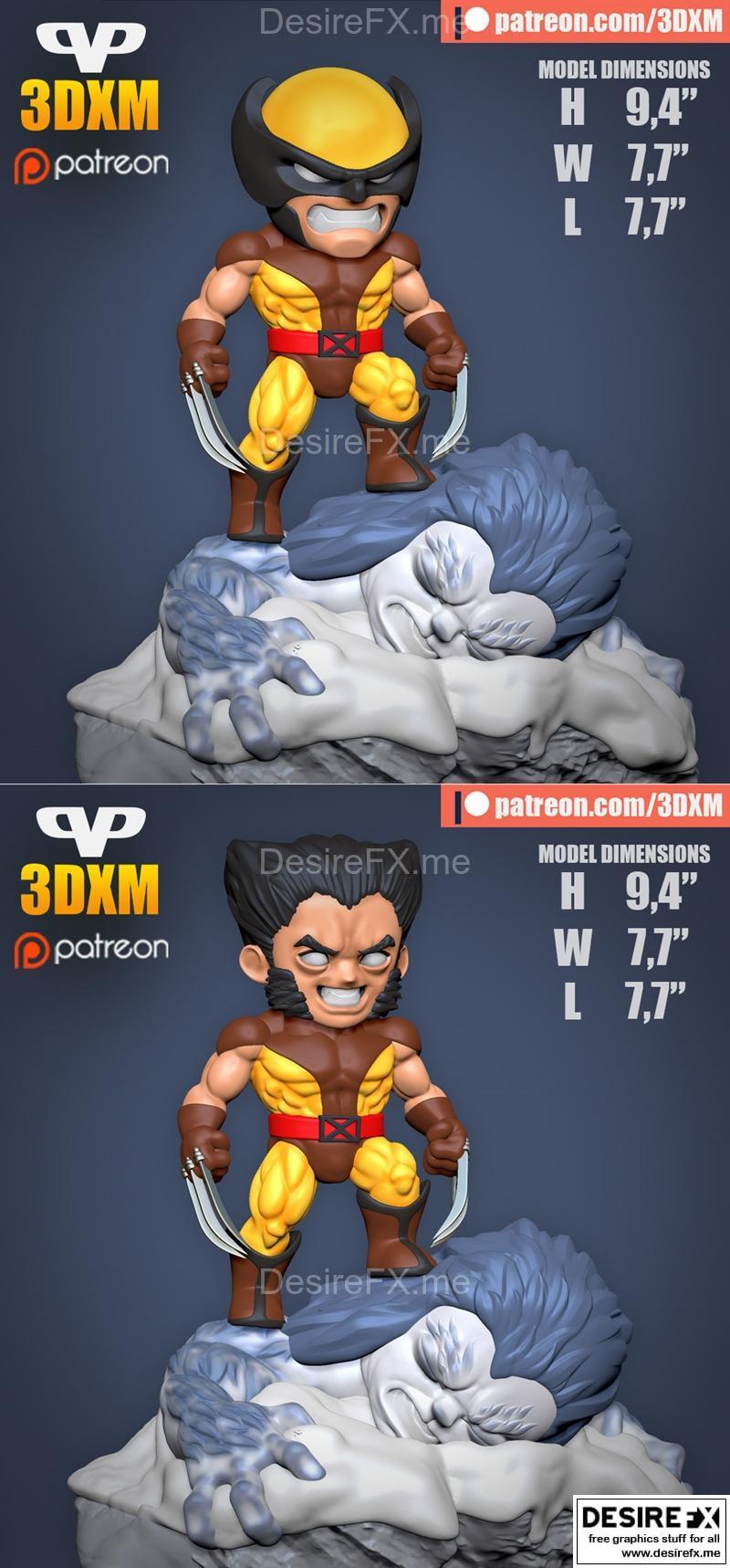 Wolverine与Wendigo萌系3D打印模型|Wolverine vs Wendigo Chibi – 3D Print Model STL