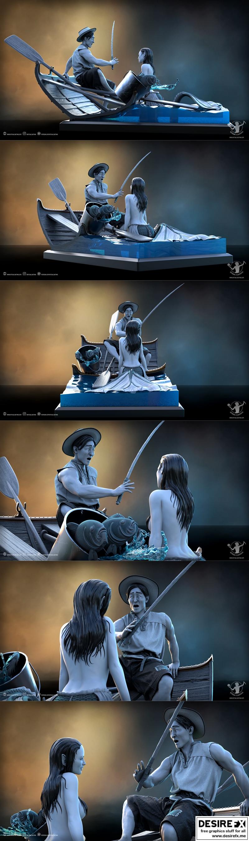 仪式铸造——塞尔娜与渔夫 3D打印模型|Ritual Casting – Serena and the Fisherman – 3D Print Model STL
