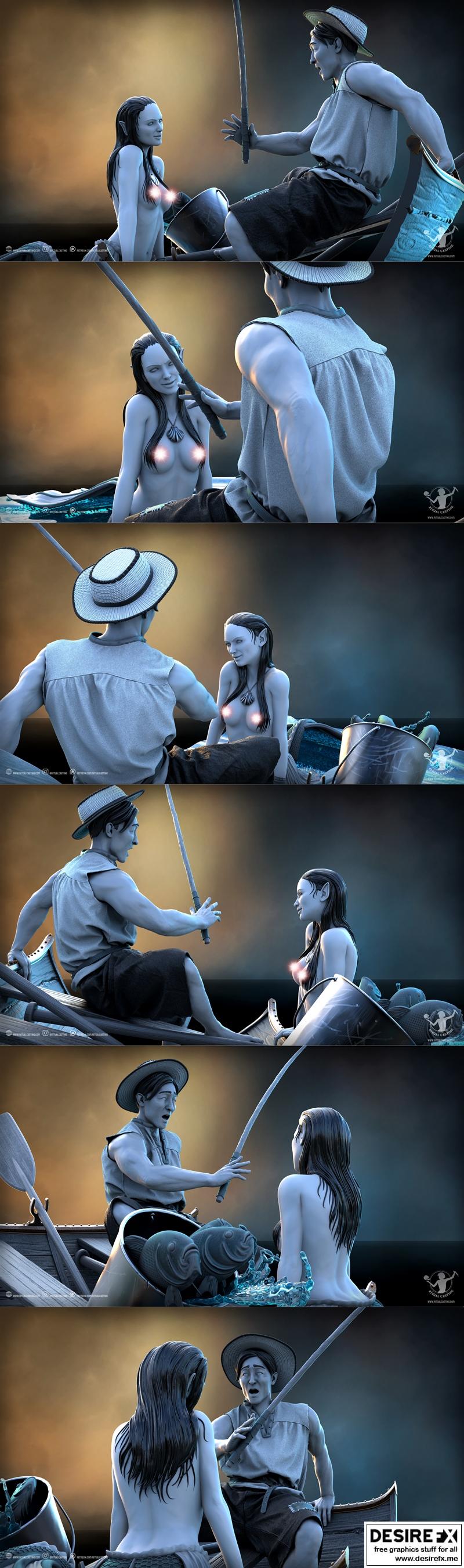 仪式铸造——塞尔娜与渔夫 3D打印模型|Ritual Casting – Serena and the Fisherman – 3D Print Model STL