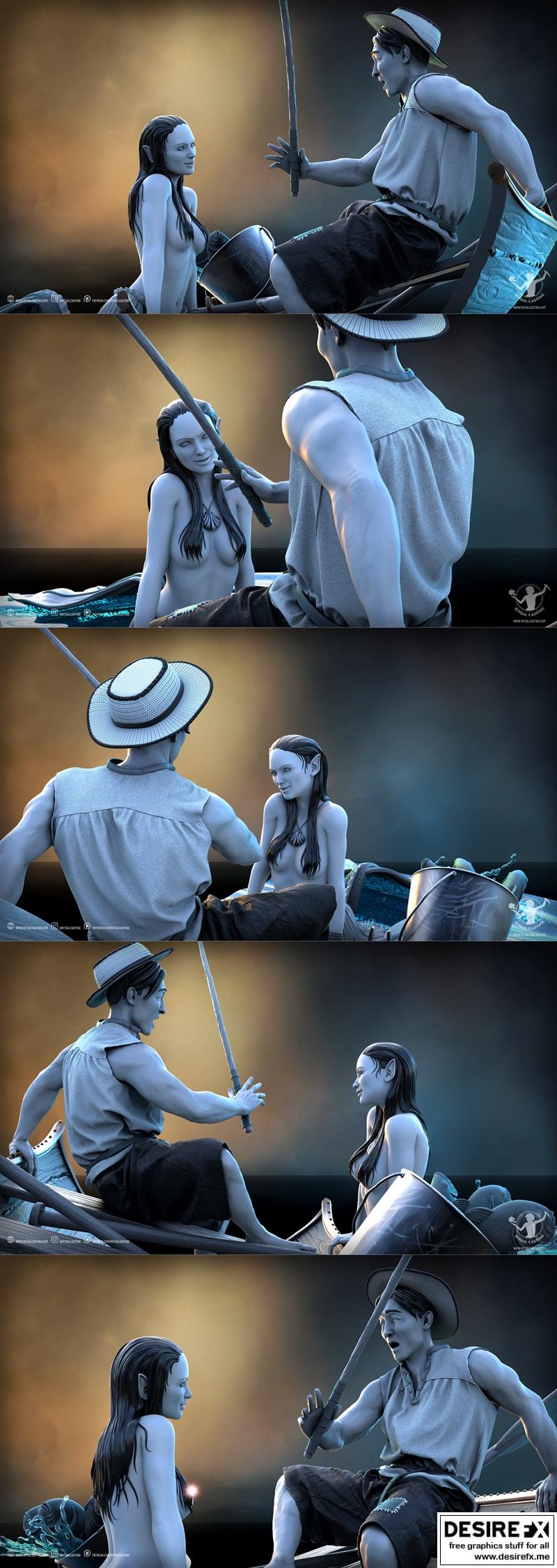 仪式铸造——塞尔娜与渔夫 3D打印模型|Ritual Casting – Serena and the Fisherman – 3D Print Model STL